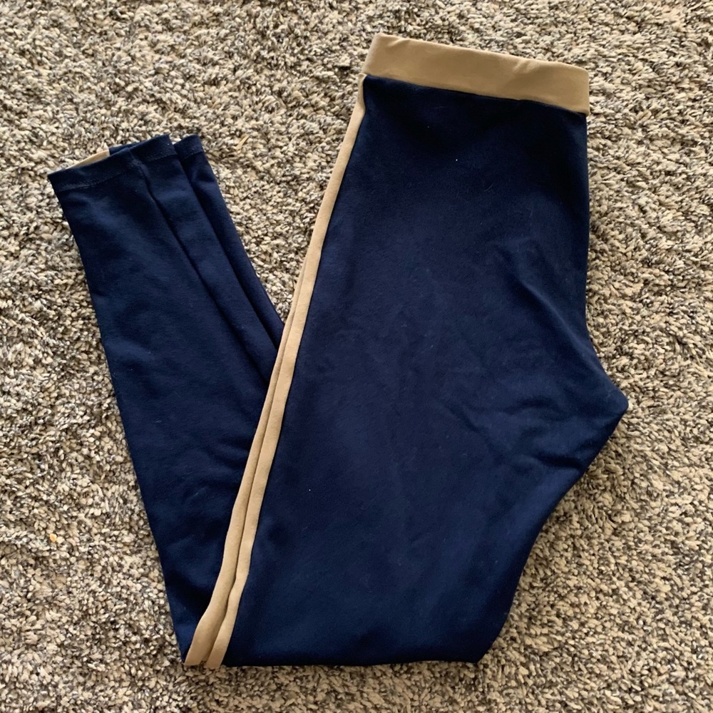 David Lerner Navy & Tan Tuxedo Legging
